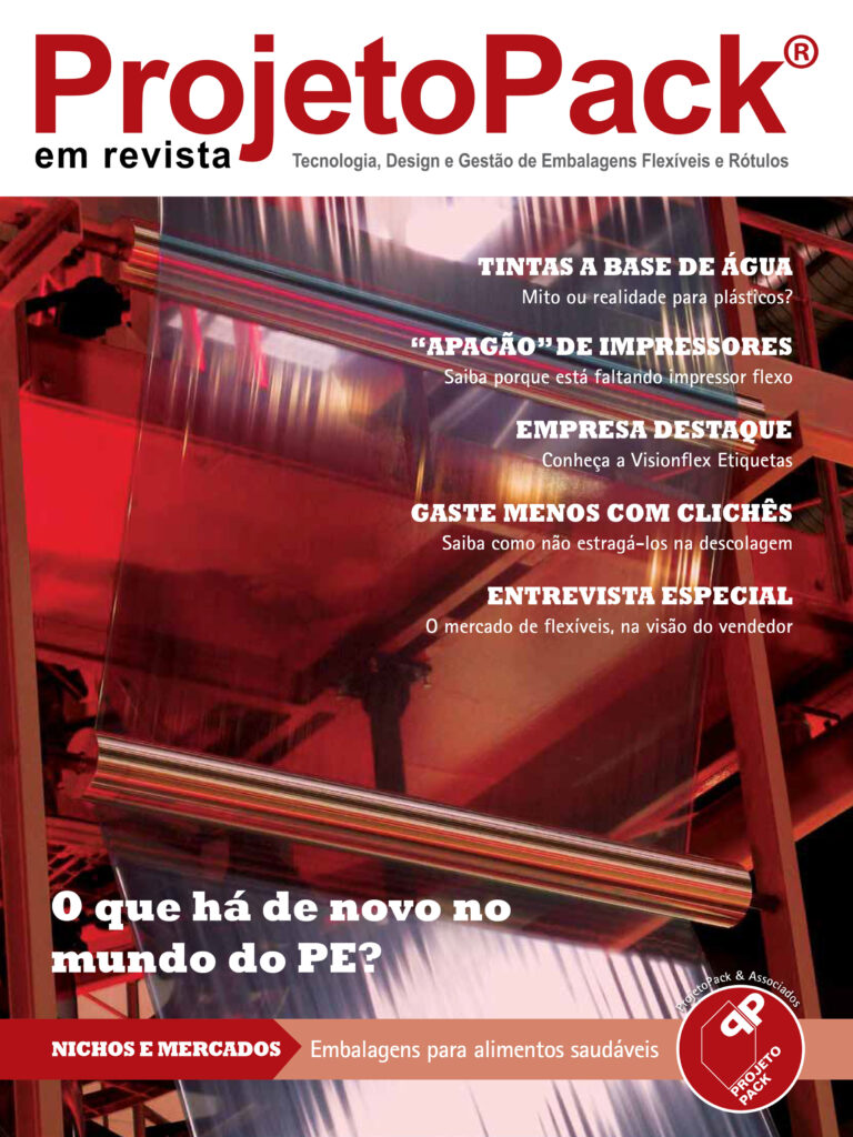 O que há de novo no mundo do PE? NICHOS E MERCADOS – Embalagens para alimentos saudáveis Tintas à base de água Mito ou realidade para plásticos? “Apagão” de impressores Saiba por que está faltando impressor flexo Empresa destaque Conheça a Visionflex Etiquetas Gaste menos com clichês Saiba como não estragá-los na descolagem Entrevista especial O mercado de flexíveis, na visão do vendedor