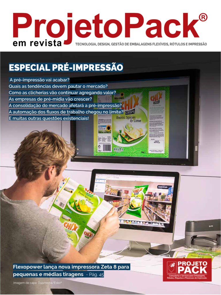 ESPECIAL PRÉ-IMPRESSÃO A pré-impressão vai acabar? Quais as tendências devem pautar o mercado? Como os clichês vão continuar agregando valor? As empresas de pré-mídia vão crescer? A consolidação do mercado afetará a pré-impressão? A automação dos fluxos de trabalho chegou no limite? E muitas outras questões existenciais! Flexopower lança nova impressora Zeta 8 para pequenas e médias tiragens Pág. 45 Capa: Duomedia/Esko